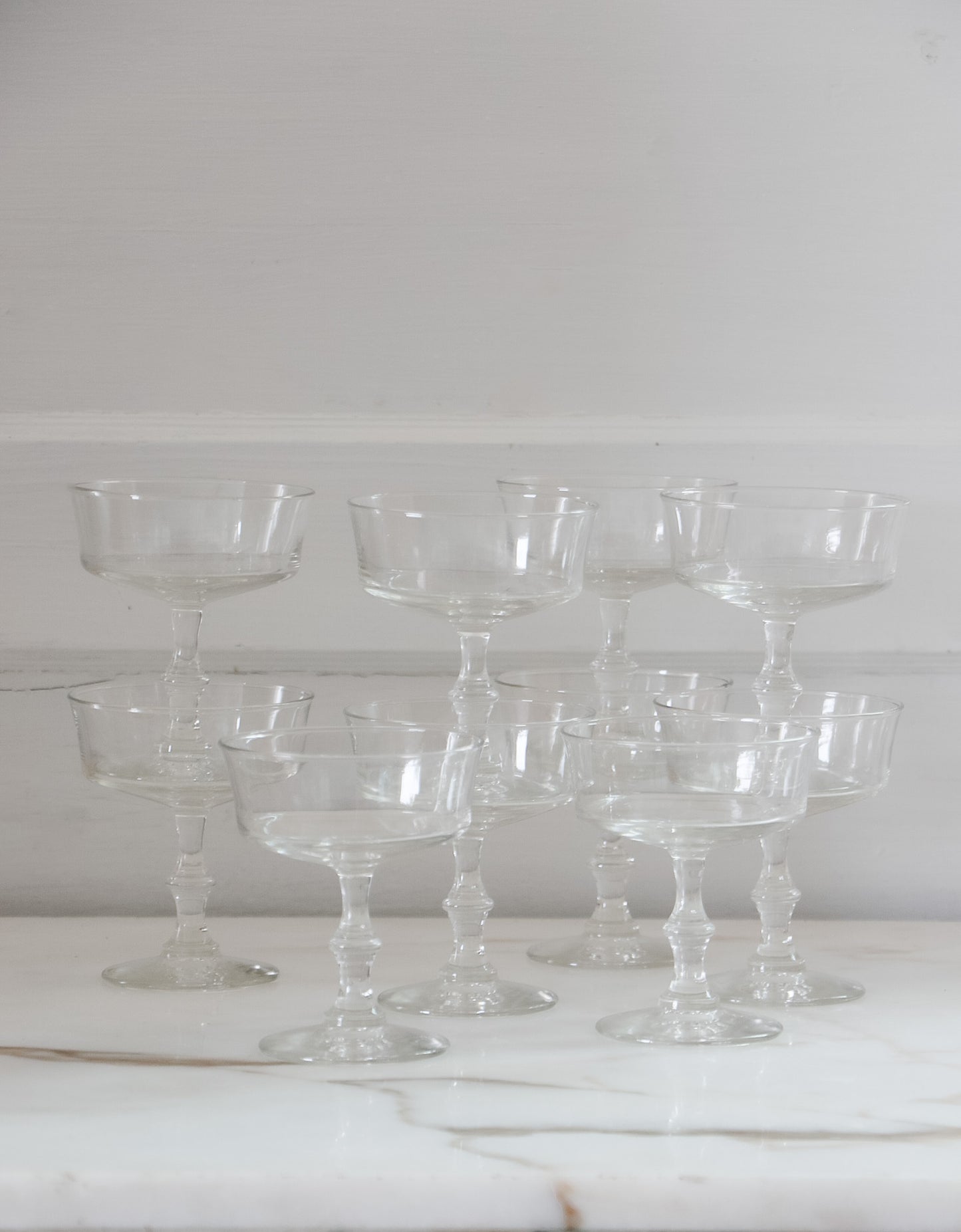 Set of 10 Vintage Champagne Coupe Glasses