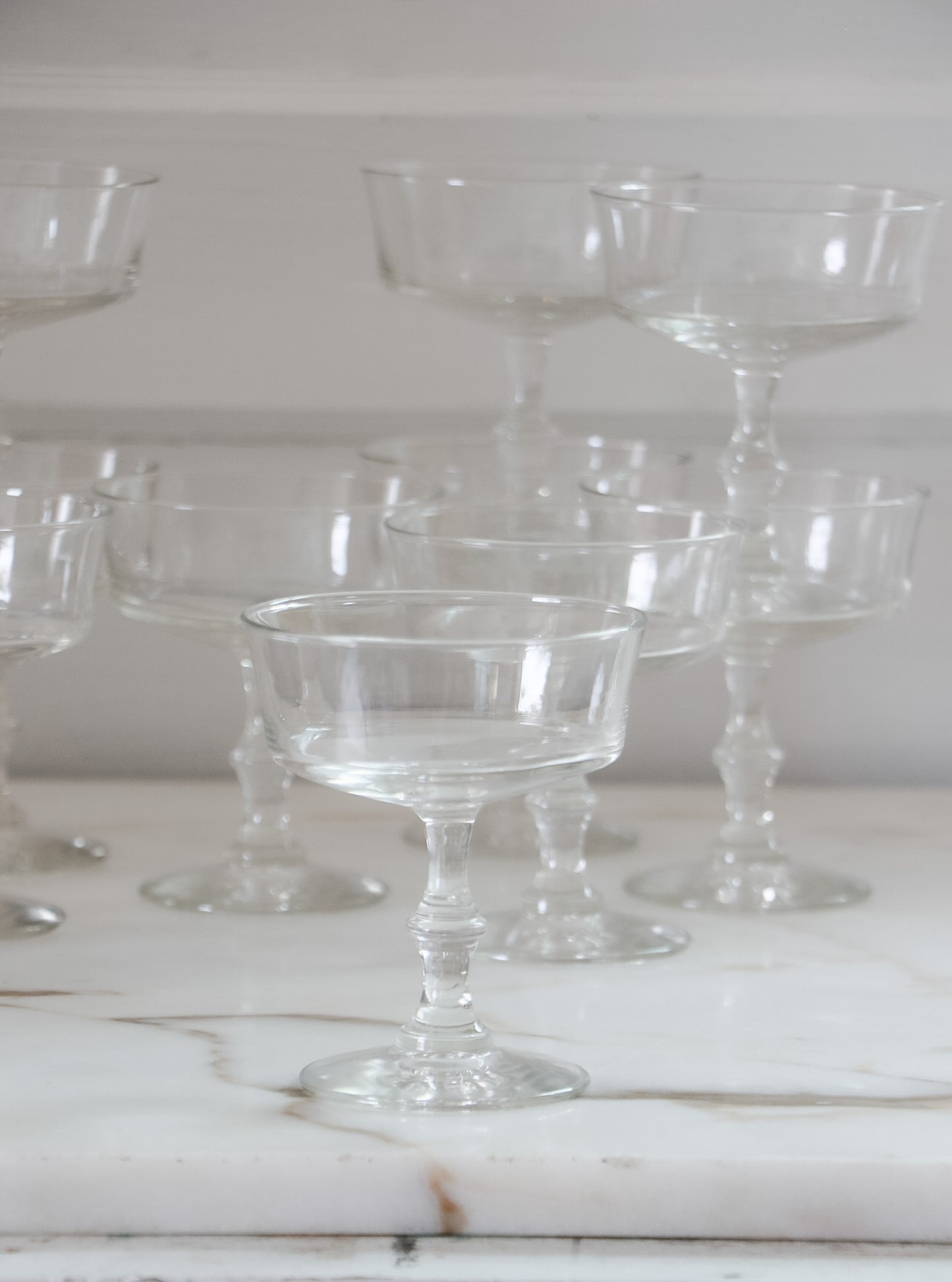 Set of 10 Vintage Champagne Coupe Glasses