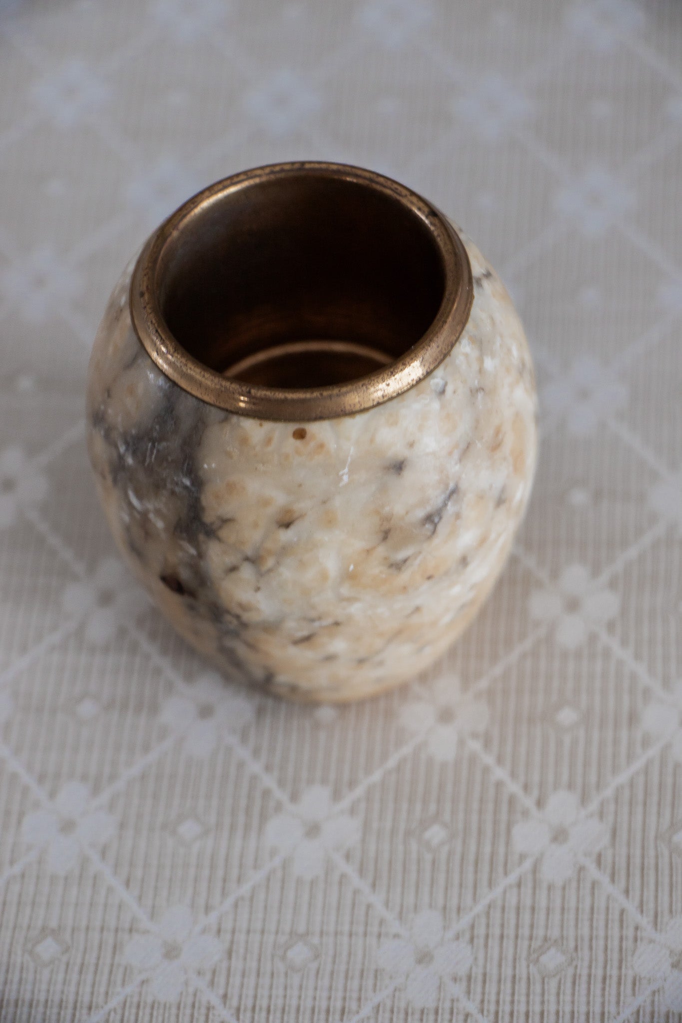 Vintage Alabaster Tea Light Holder/ Match Holder