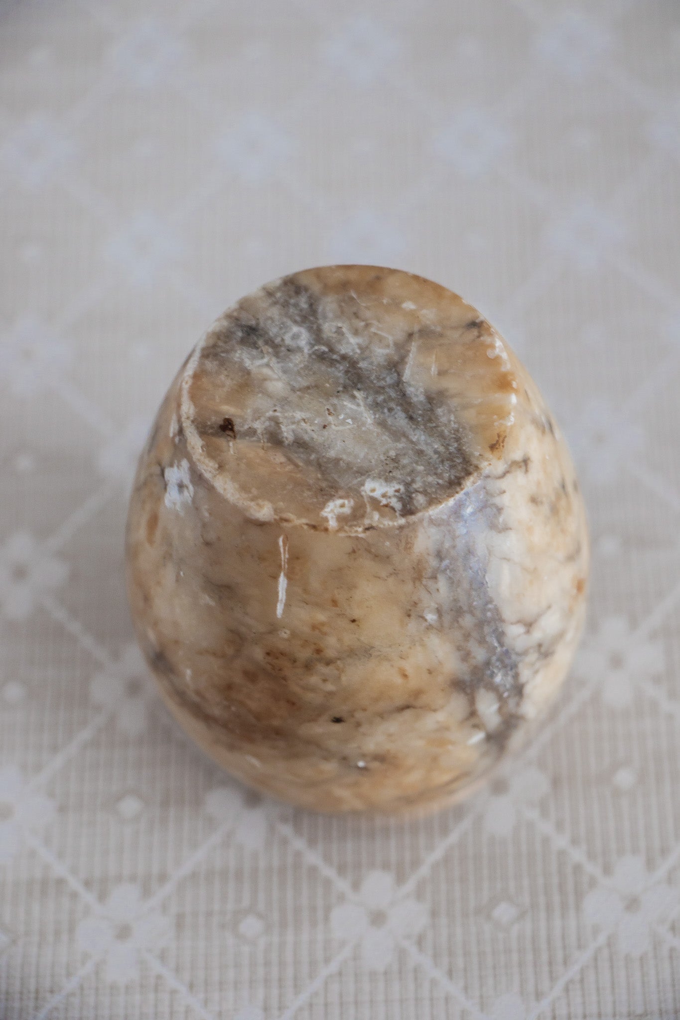 Vintage Alabaster Tea Light Holder/ Match Holder