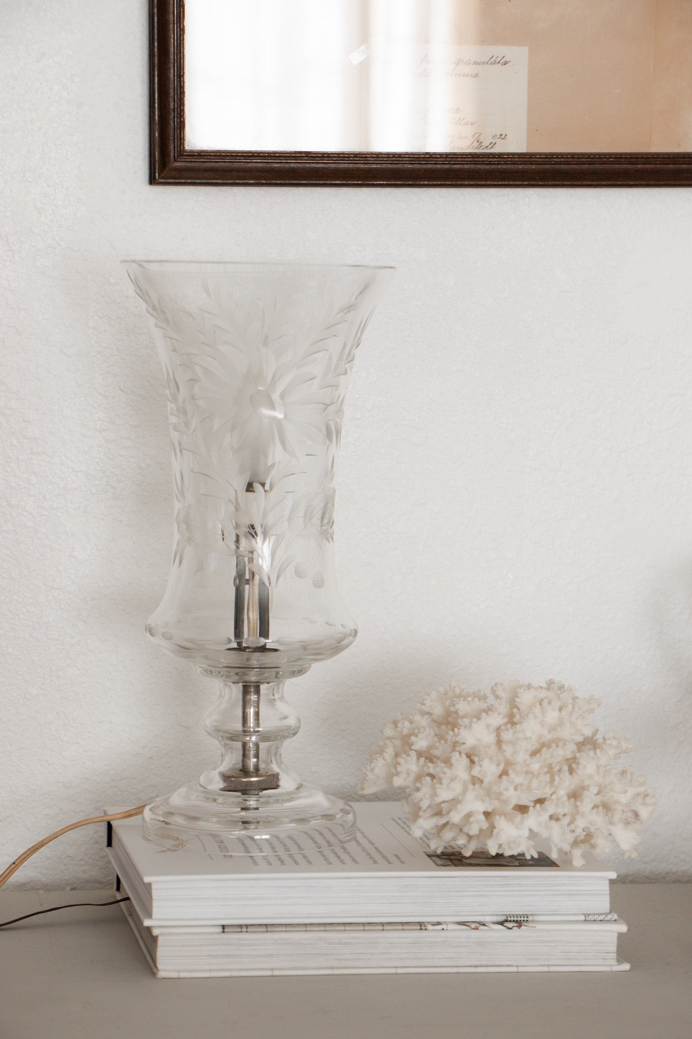 Vintage Etched Glass Lamp