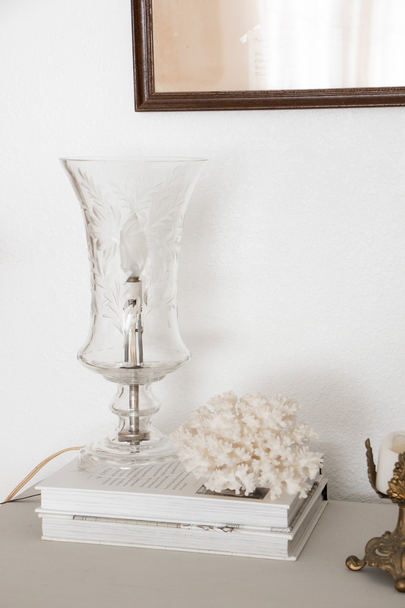 Vintage Etched Glass Lamp