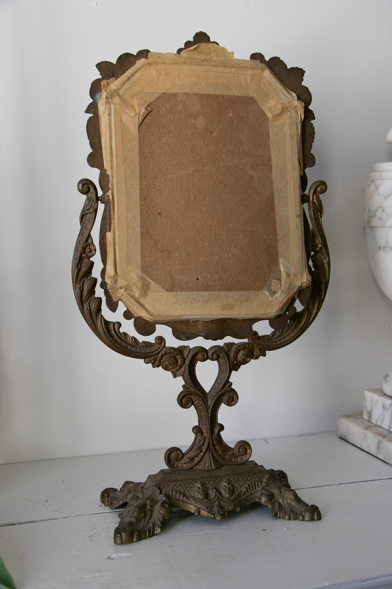Antique Victorian Brass Tabletop Mirror