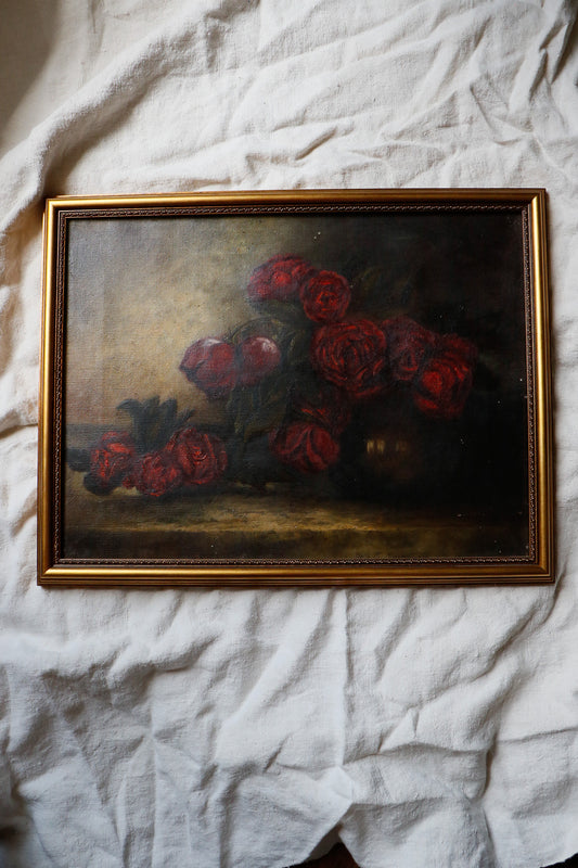 Vintage Rose Still Life Painting