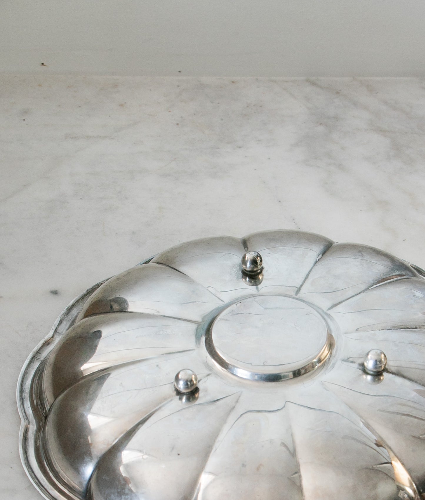 Vintage Silver Plate Scalloped Footed Tray