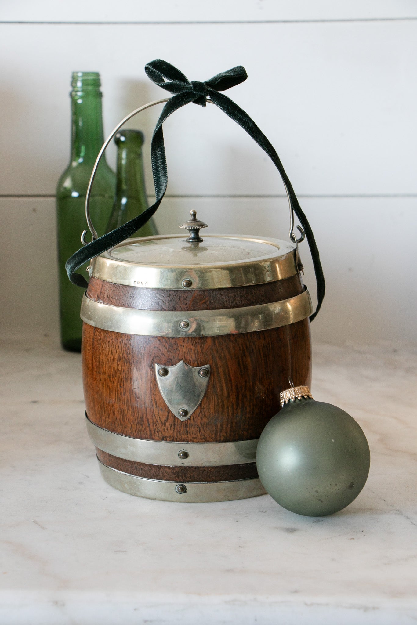 Antique English Oak Biscuit Barrel