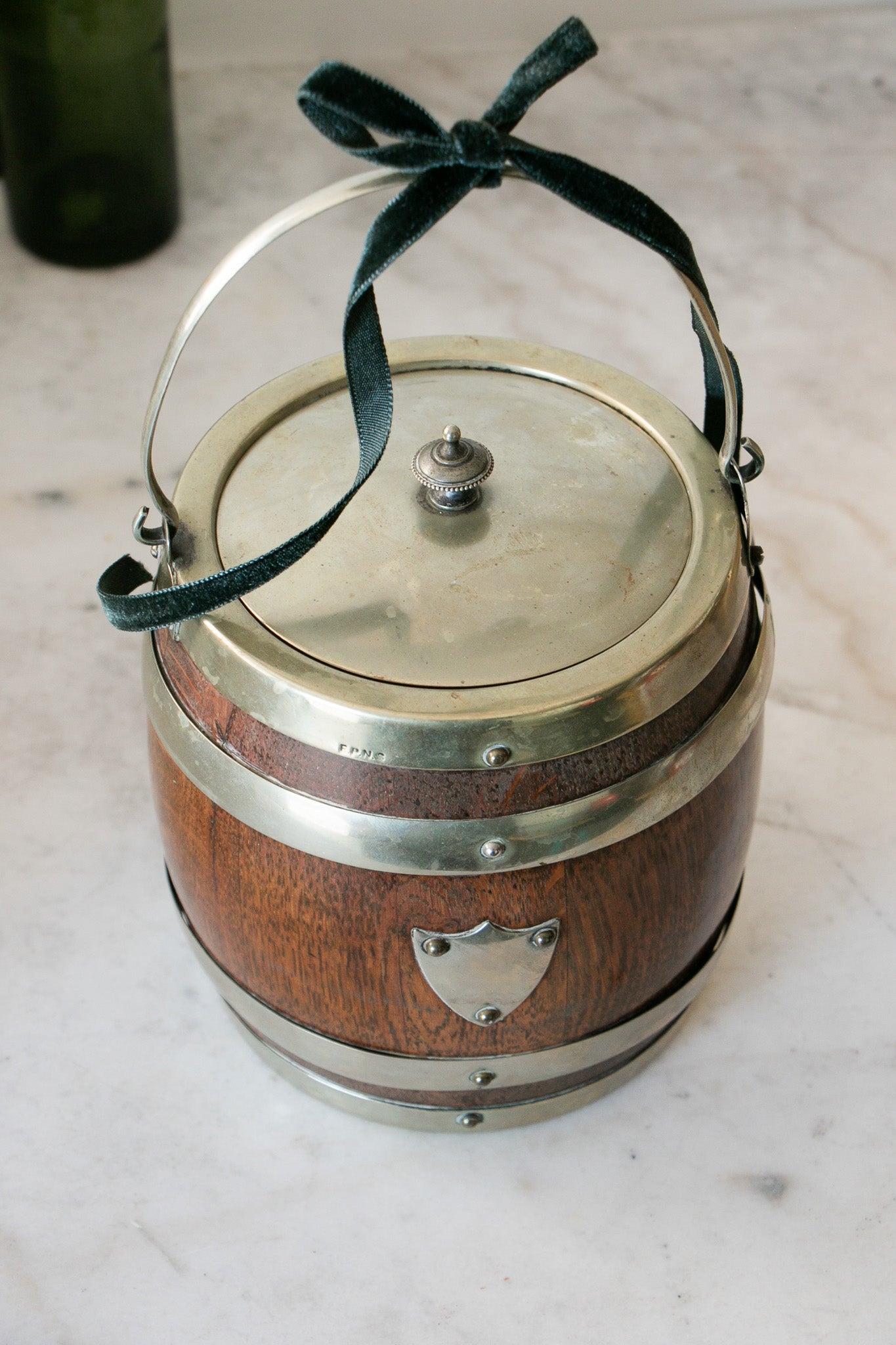Antique English Oak Biscuit Barrel