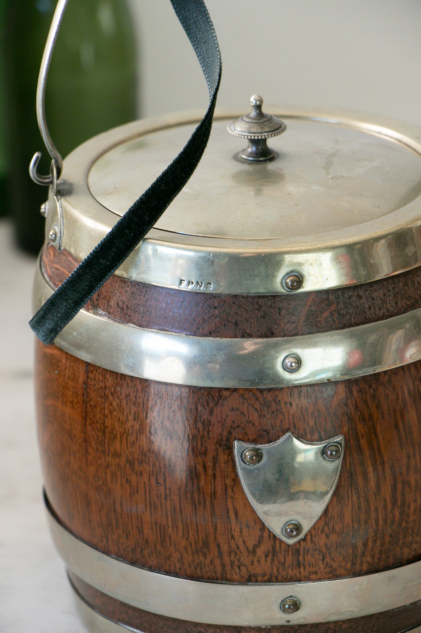 Antique English Oak Biscuit Barrel