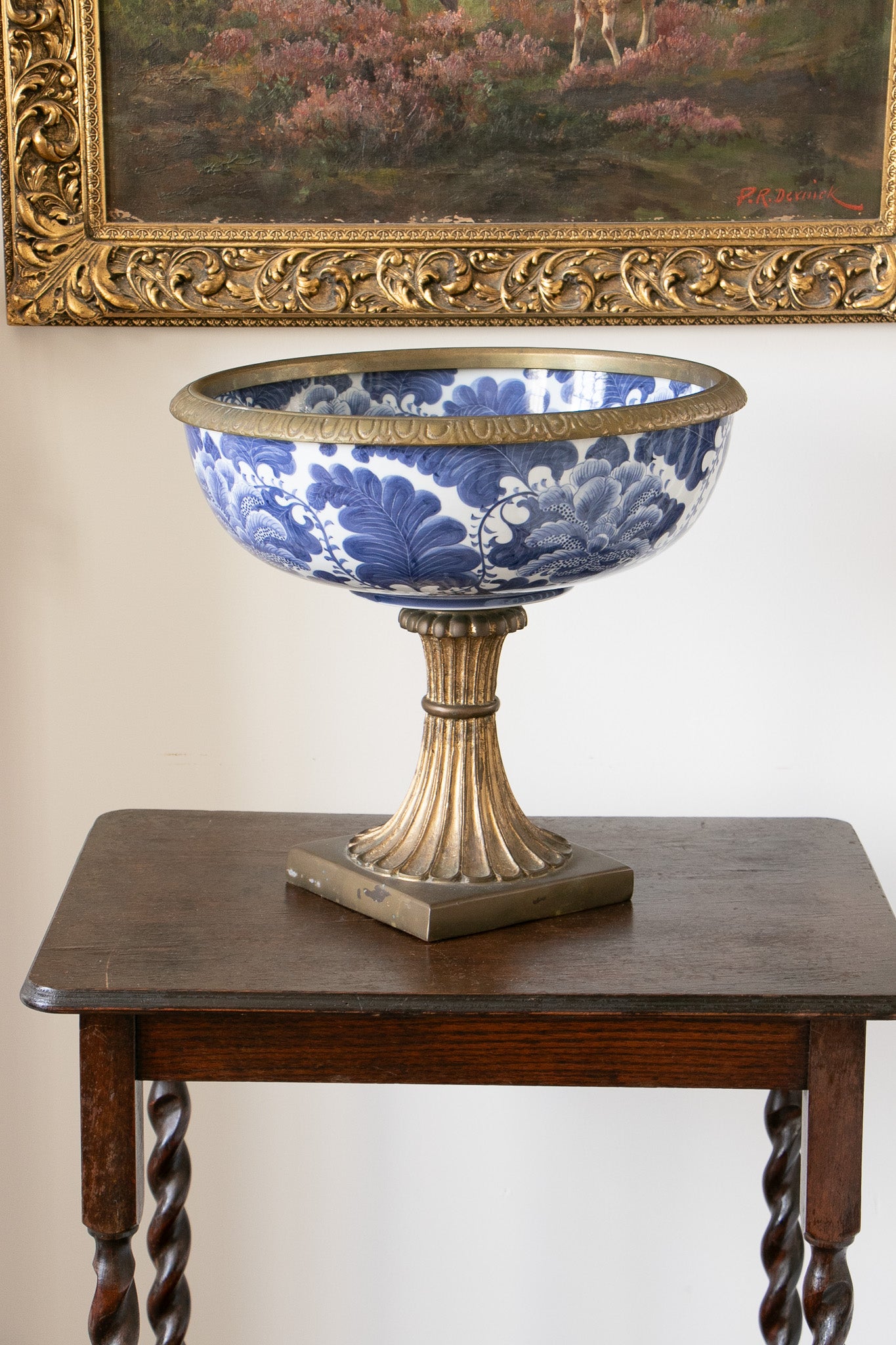 Vintage Blue and White Chinoiserie Compote