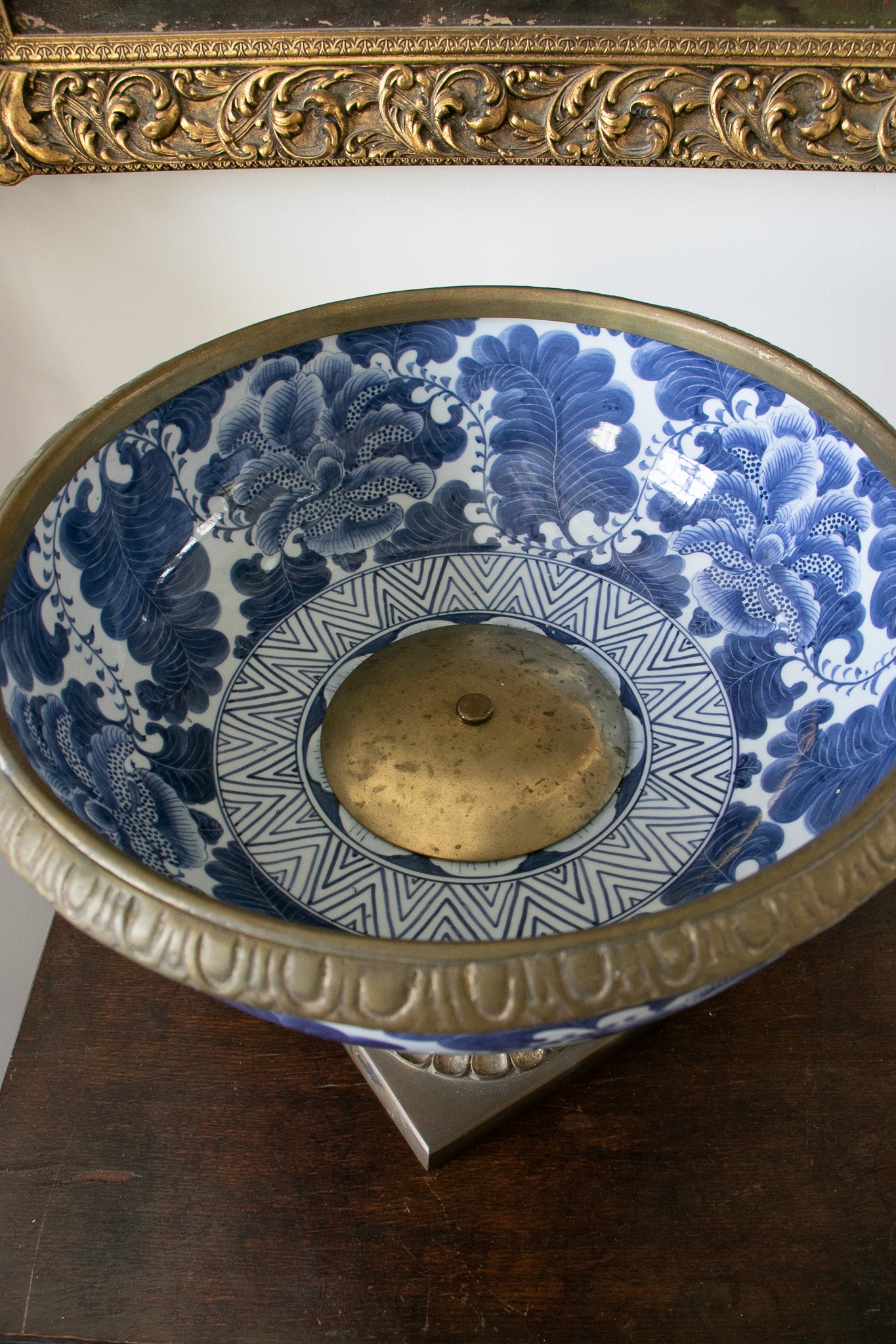 Vintage Blue and White Chinoiserie Compote