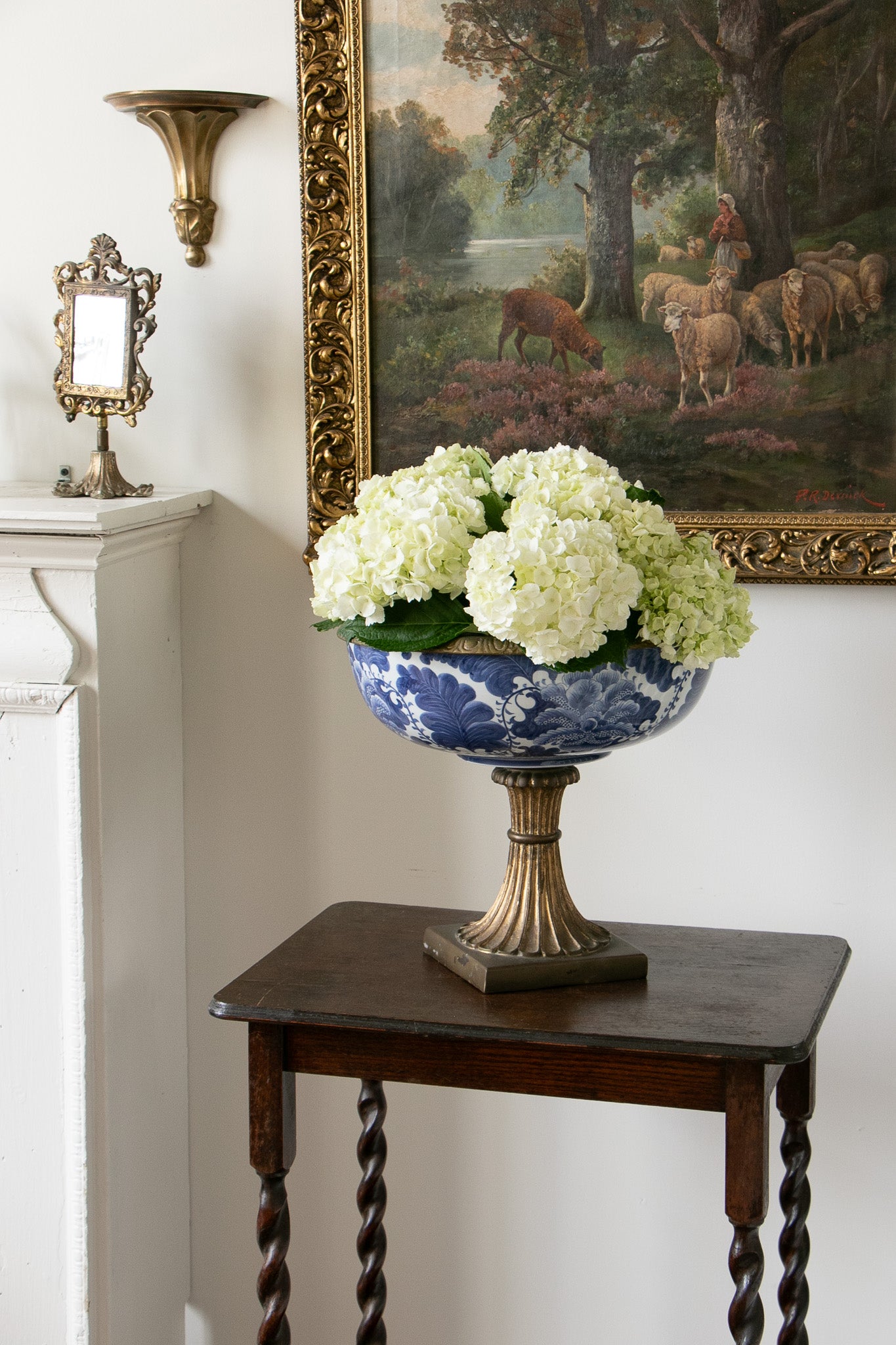 Vintage Blue and White Chinoiserie Compote