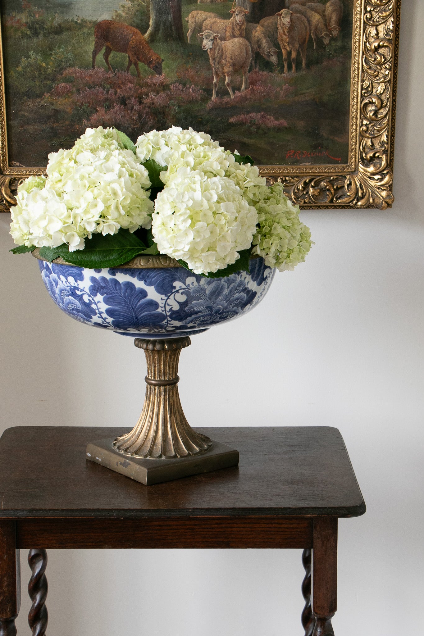 Vintage Blue and White Chinoiserie Compote