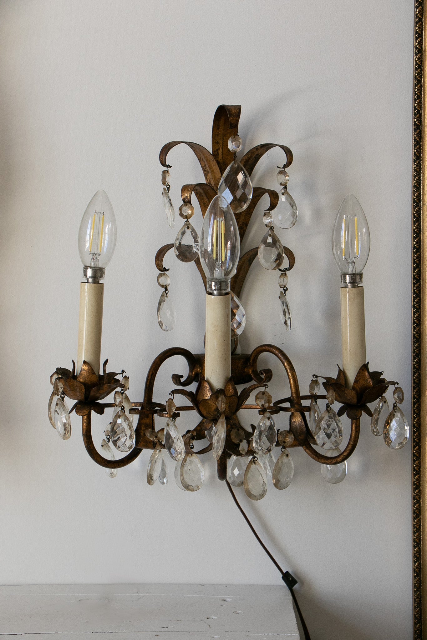 Vintage Pair of Rococo Style Wall Sconces