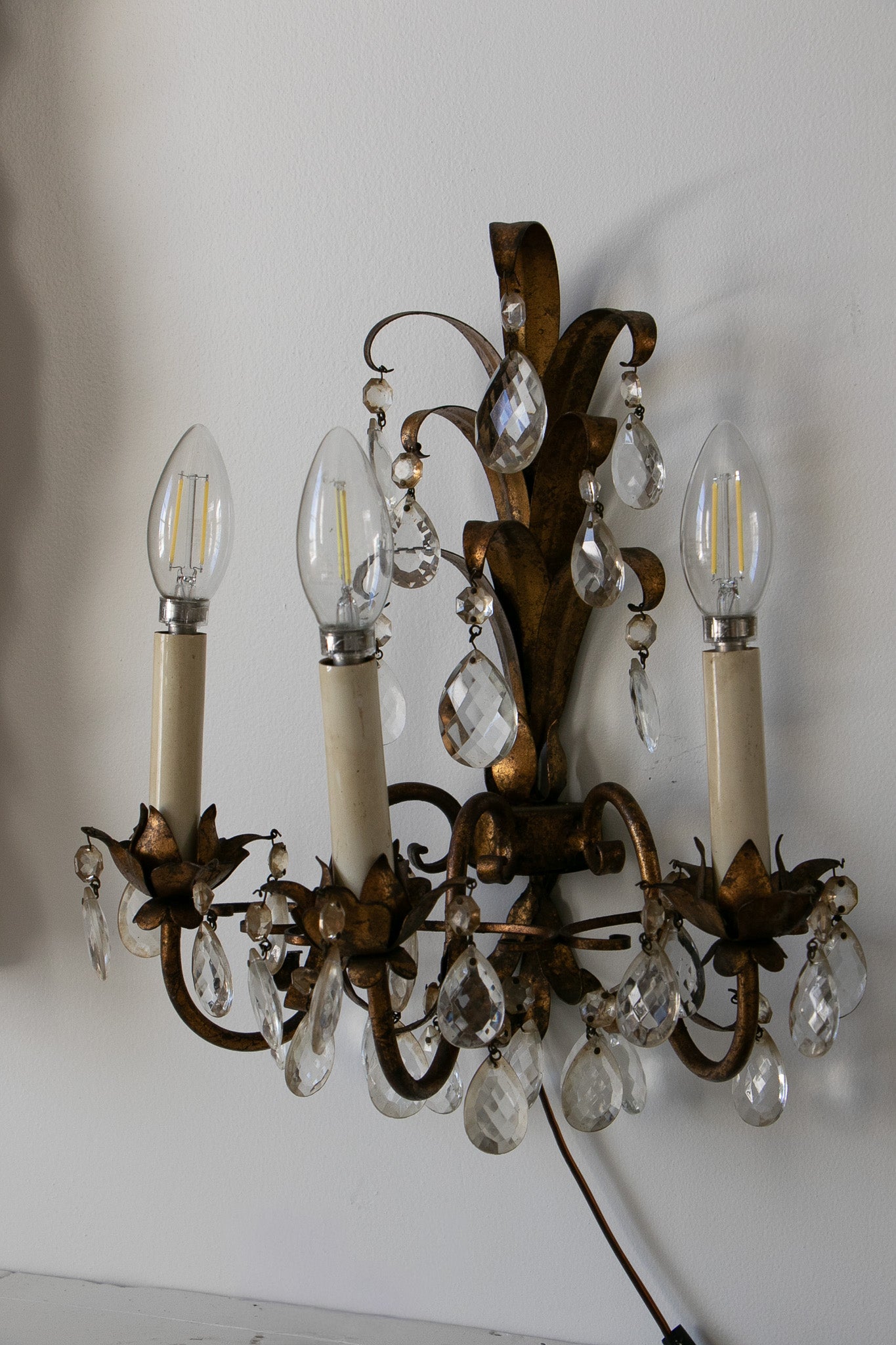 Vintage Pair of Rococo Style Wall Sconces