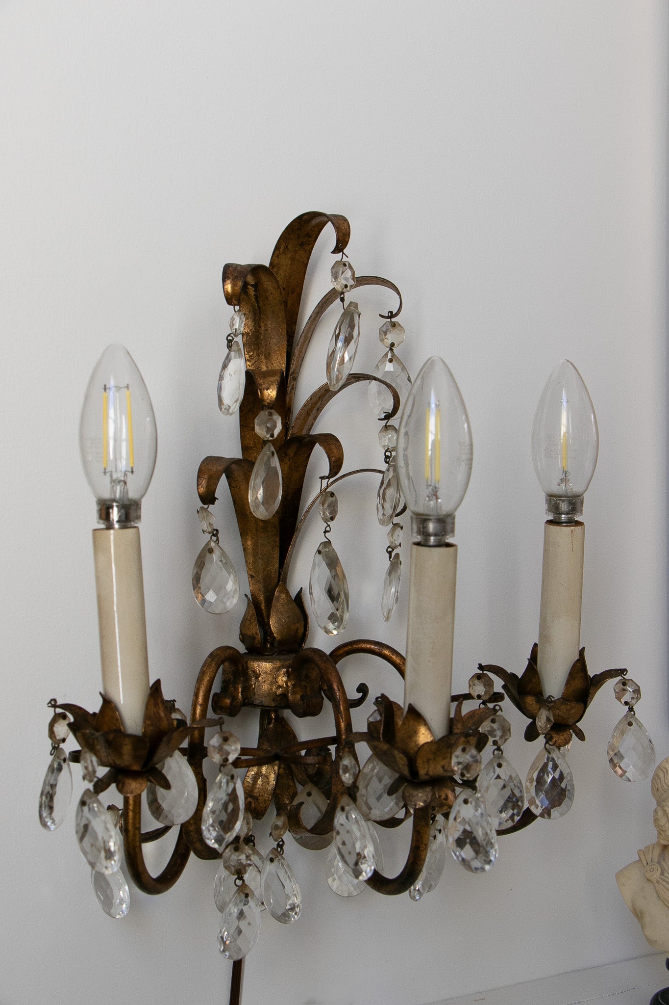 Vintage Pair of Rococo Style Wall Sconces